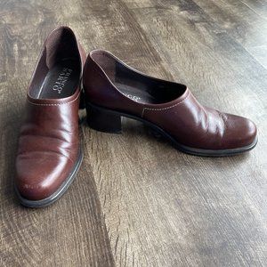 Franco Sarto brown leather made in Brazil loafer style women’s shoes size 9m.